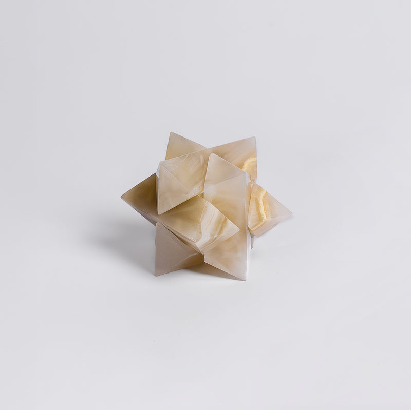 Handcrafted Burr Star | 3D Gemstone Puzzle | White Onyx