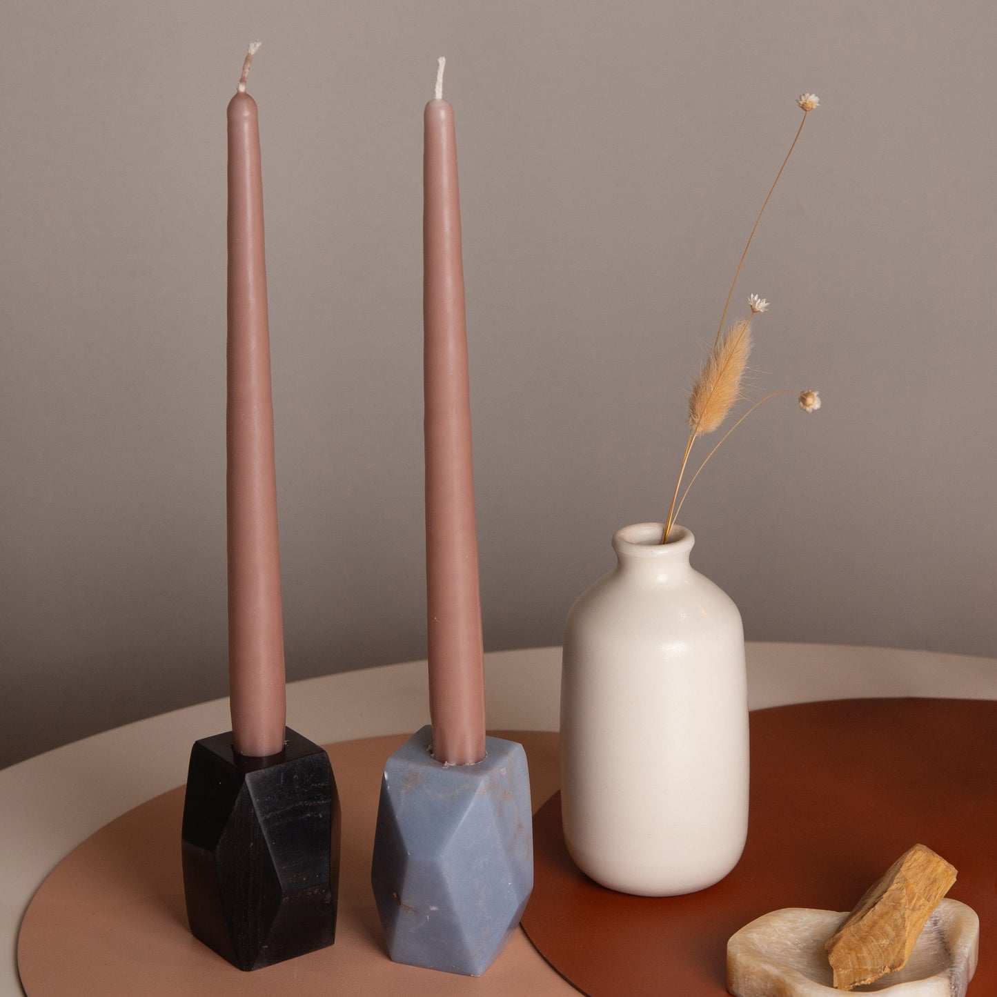 Gemstone faceted candelabra -black onyx