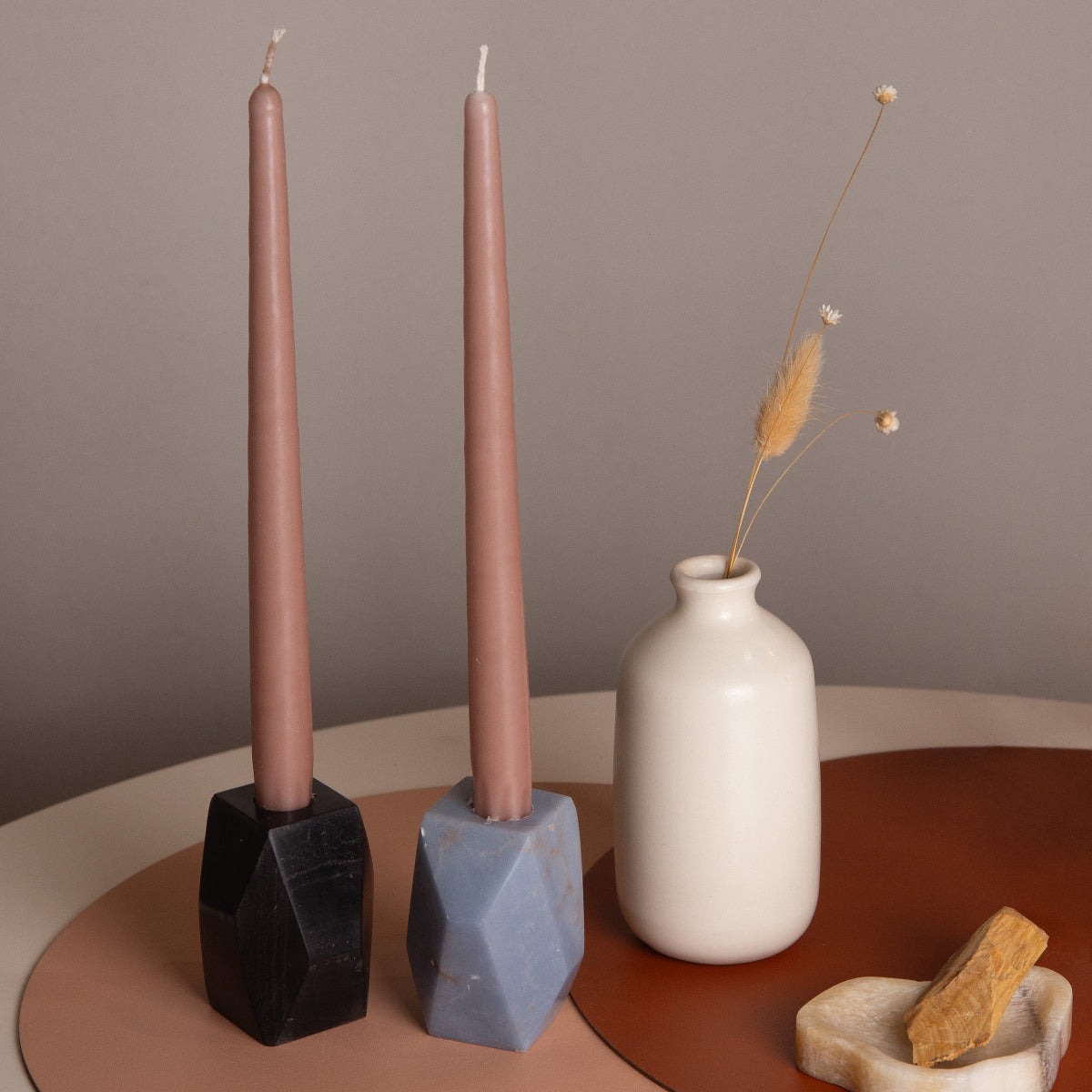 Gemstone faceted candelabra Black Onyx