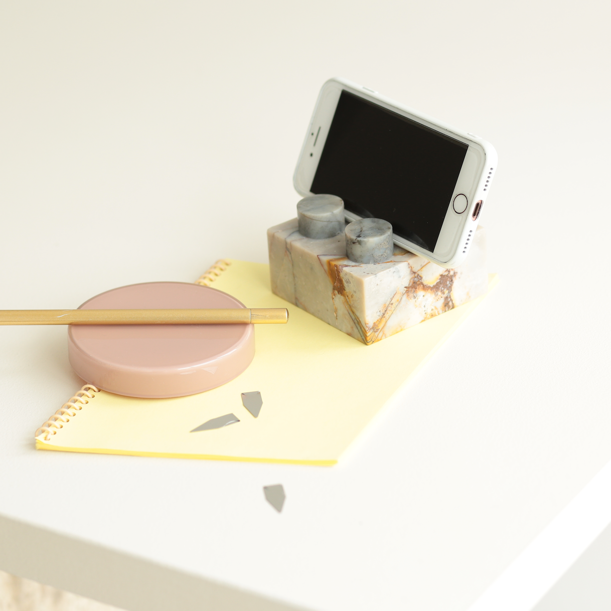 Gemstone Brick Phonestand - Creamy Soapstone, perfect the video call