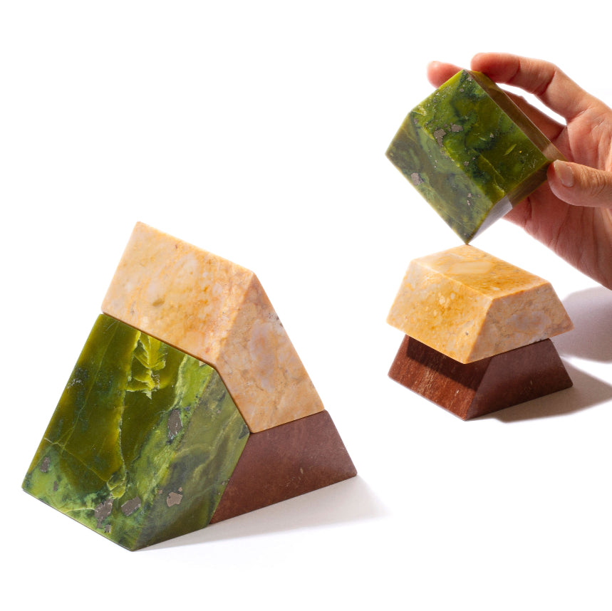 Triangle 3D Gemstone puzzle – Serpentine, Soapstone & Jasper