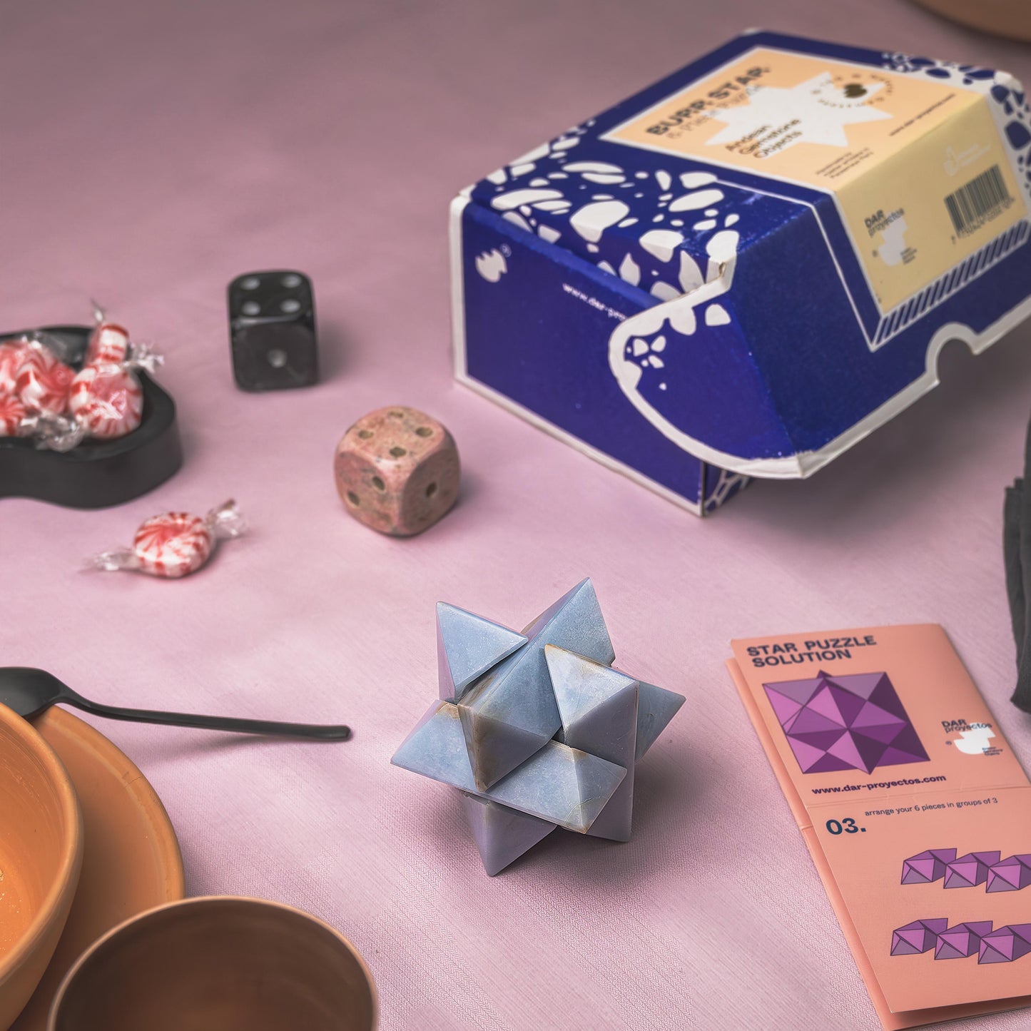 Burr 3D gemstone puzzle Angelite