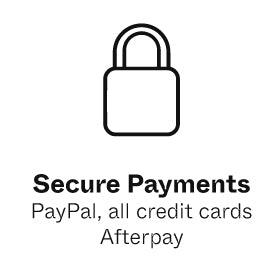 Secure Payments Paypal, all credit carda afterpay