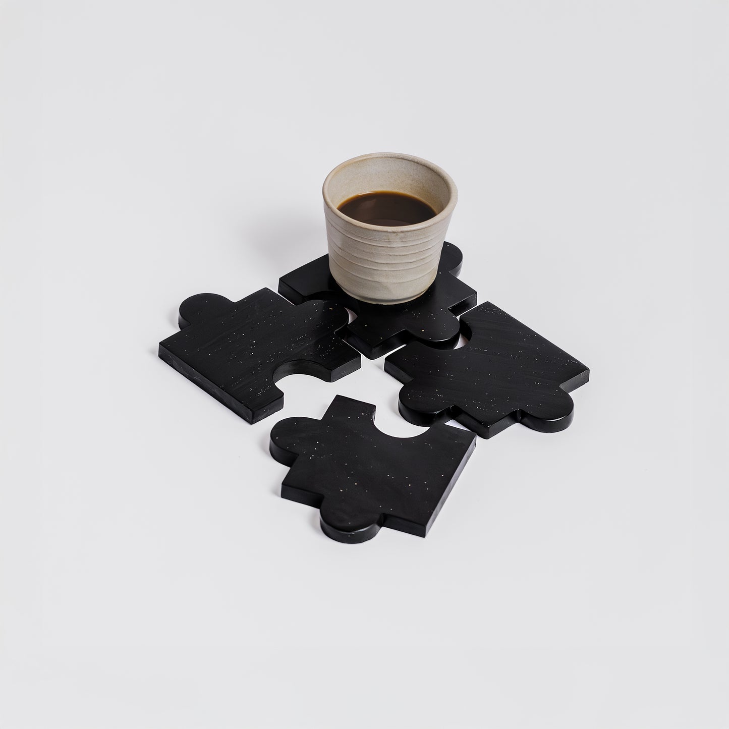 Gemstone puzzle coasters - set of 4 black onyx
