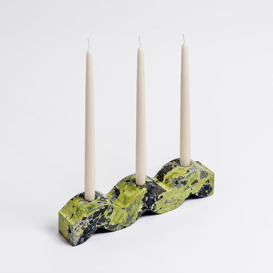 Wavy gemstone candelabra Serpentine green