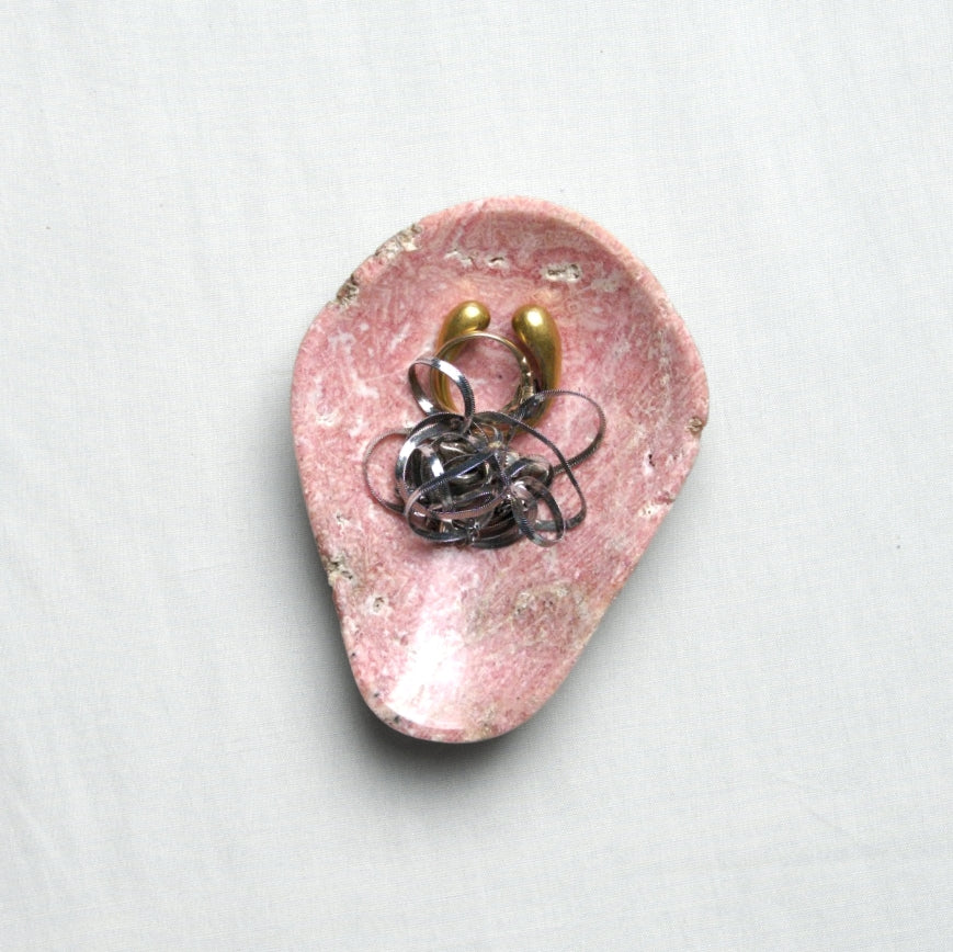 Organic Gemstone Catchall | Sculptural Stone Dish | Rhodonite Pink