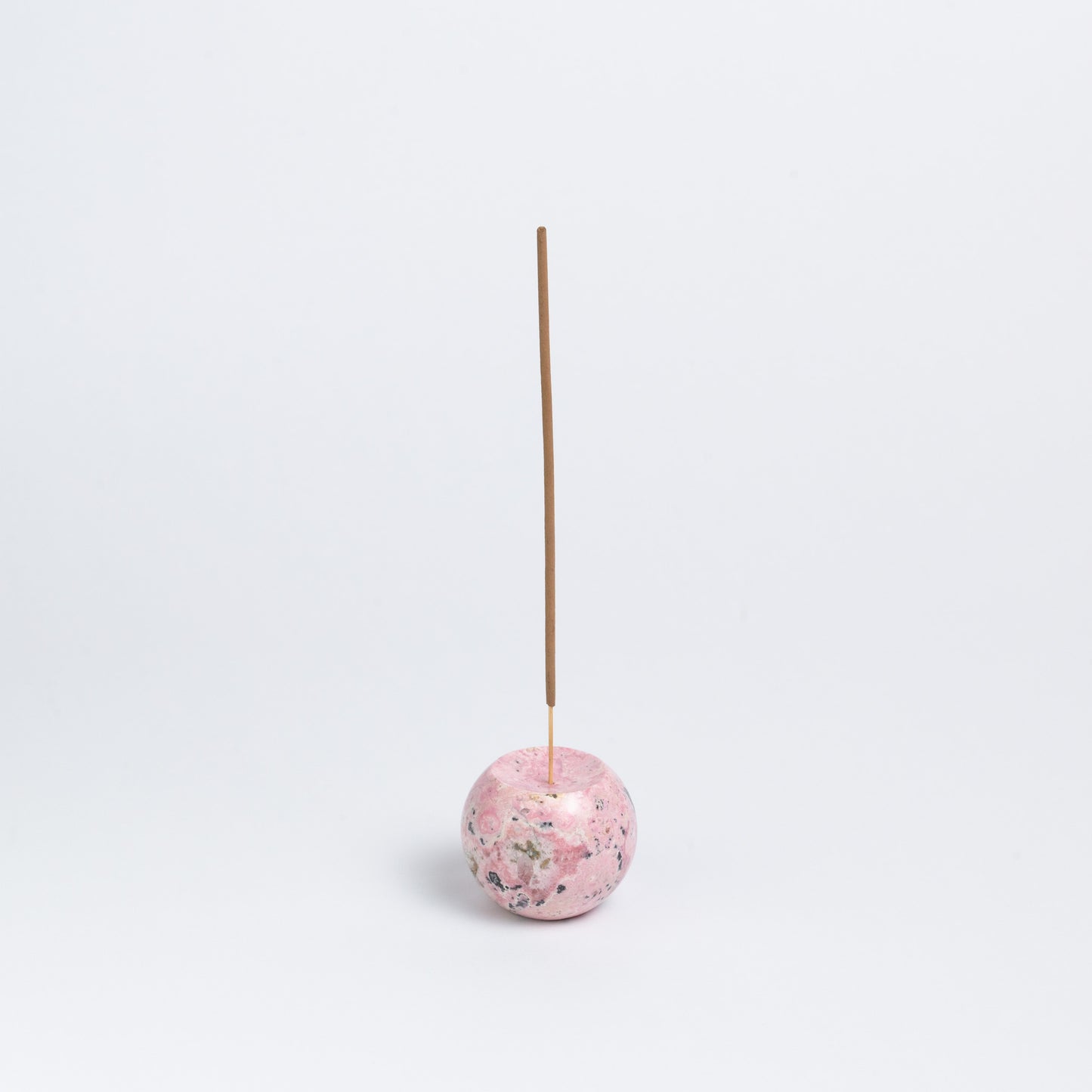 Gemstone sphere incense holder - Rhodonite pink, crafted from real semi-precious gemstones