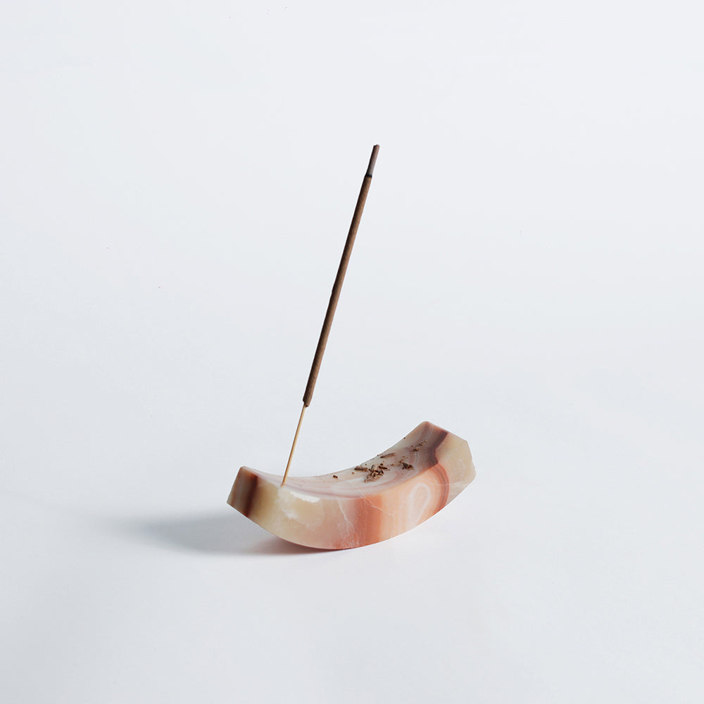 Smile gemstone incense holder - onyx crema