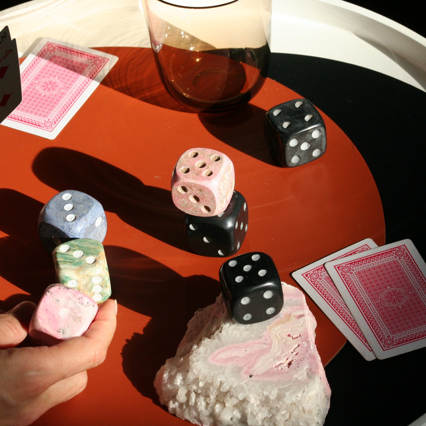 Giant gemstone Dice - set of 2 - Pink and Black