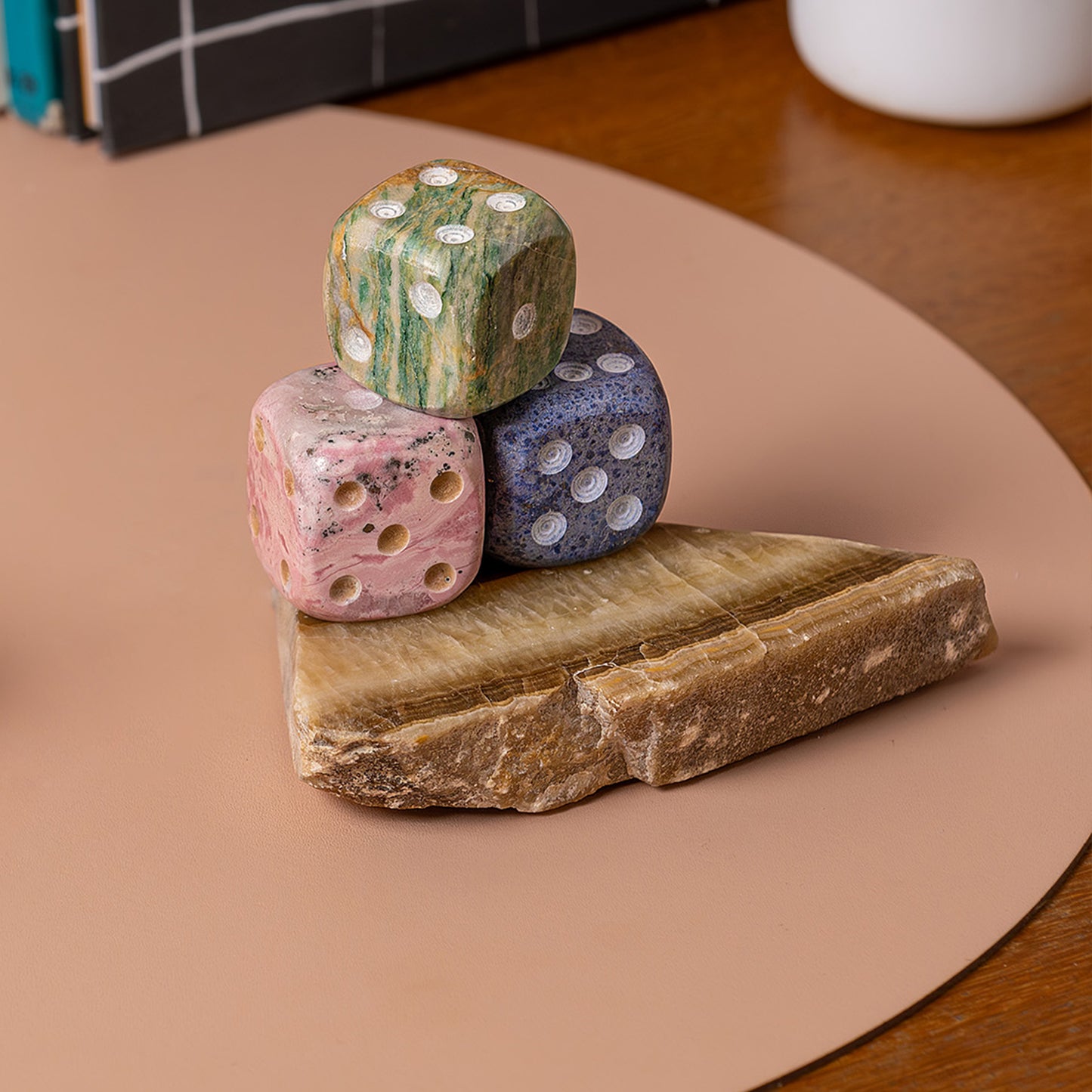 Giant gemstone Dice - set of 2 - Blue and Green. Material: Blue Durmorterite and Turquoise Mariposita