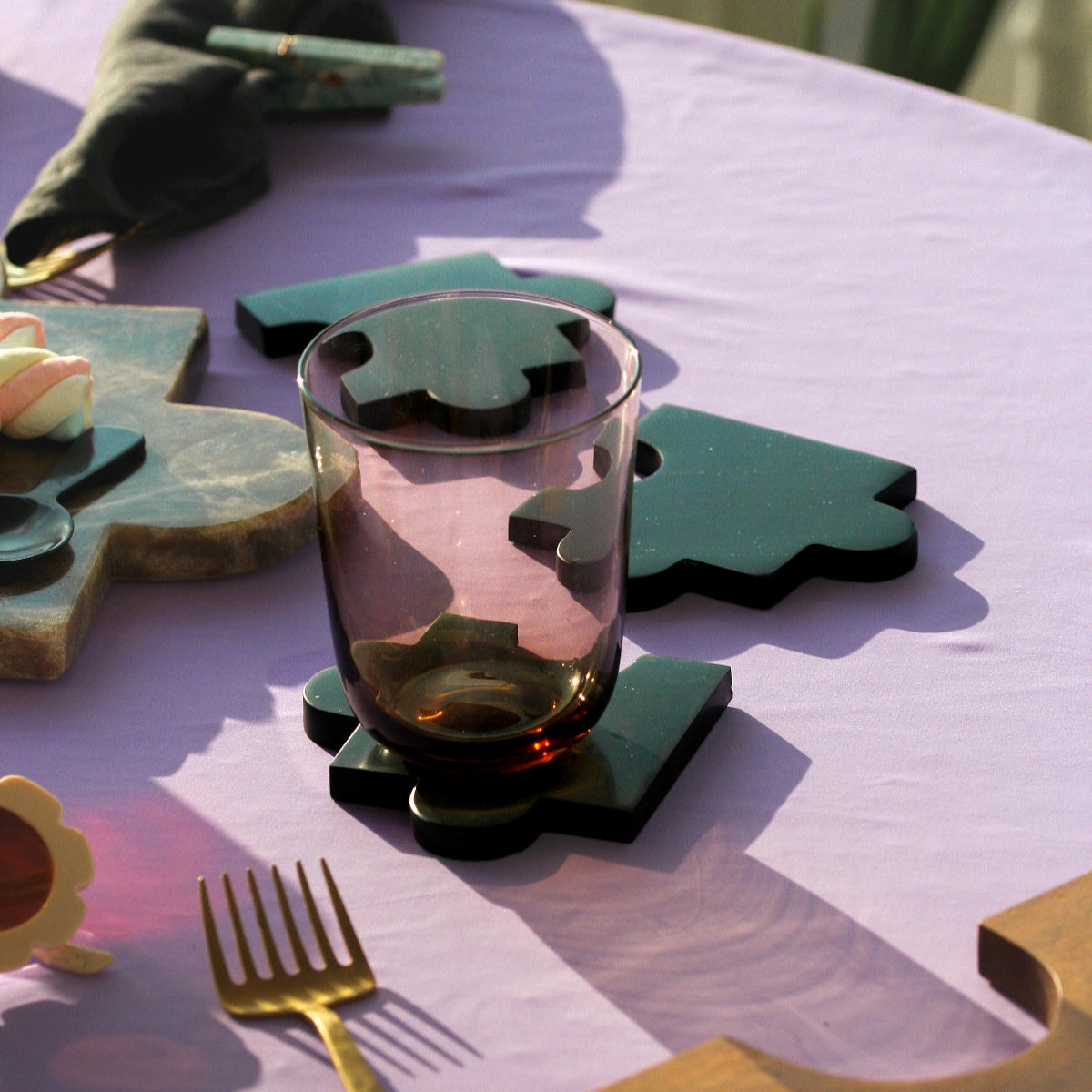 Gemstone puzzle coasters