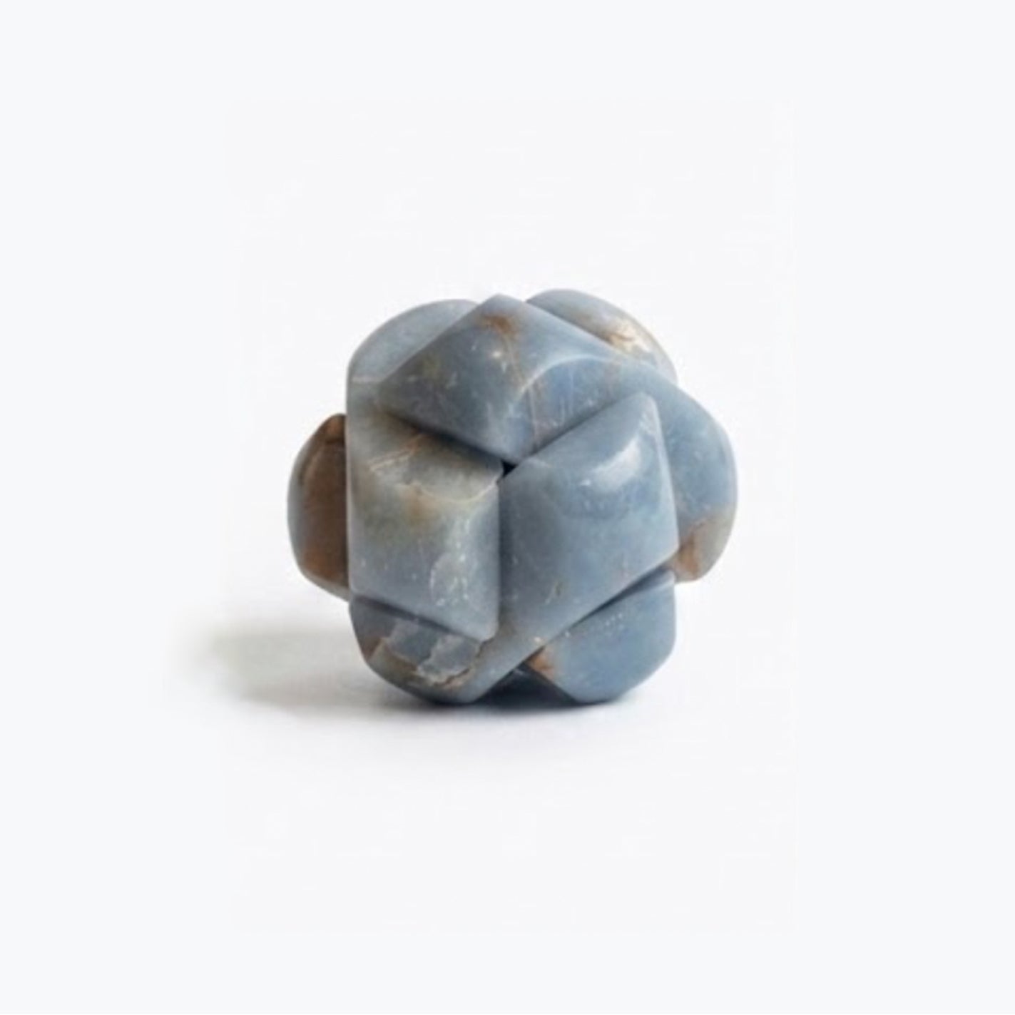Handcrafted Gemstone Kongming Sphere Burr Puzzle | Blue Angelite