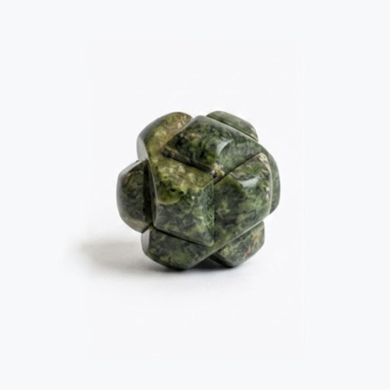 Handcrafted Kongming Sphere Burr Puzzle | Deep Green Nefrite