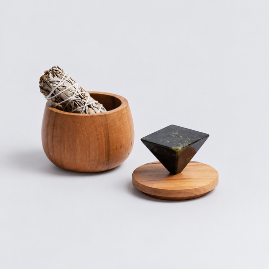 Solid black onyx round jewel box showcasing its sleek matte finish and heavy mineral materiality on a white background.
