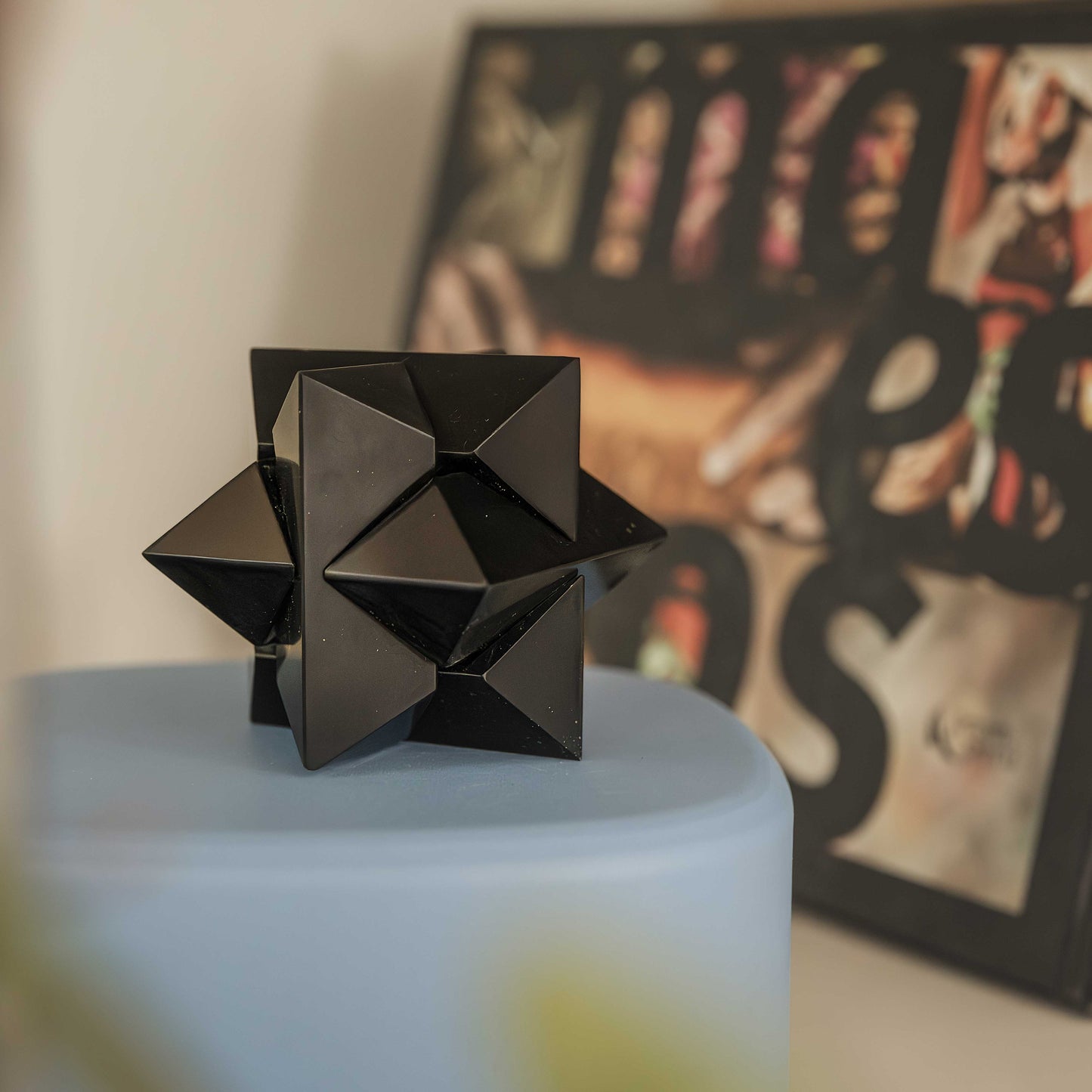 Handcrafted Burr Star | 3D Gemstone Puzzle | Black Onyx