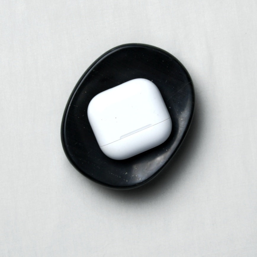 Organic Gemstone Catchall | Sculptural Stone Dish | Black Onyx