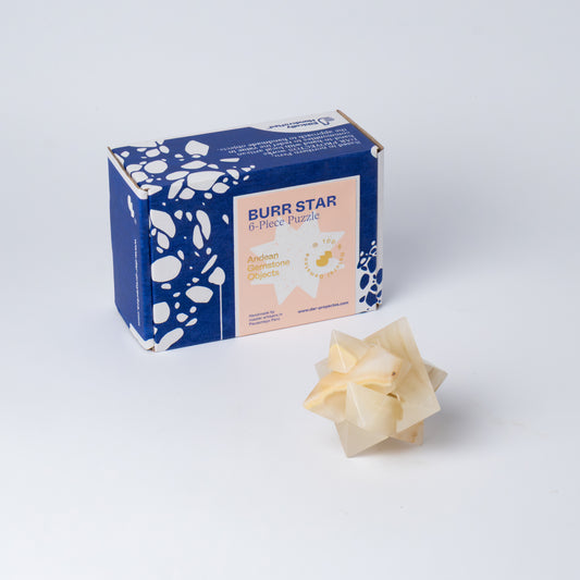 Handcrafted Burr Star | 3D Gemstone Puzzle | White Onyx