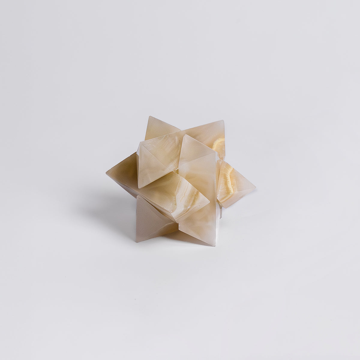 Handcrafted Burr Star | 3D Gemstone Puzzle | White Onyx