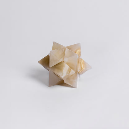 Handcrafted Burr Star | 3D Gemstone Puzzle | White Onyx