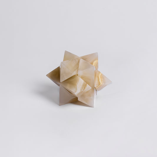 Handcrafted Burr Star | 3D Gemstone Puzzle | White Onyx