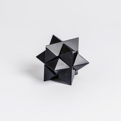 Handcrafted Burr Star | 3D Gemstone Puzzle | Black Onyx