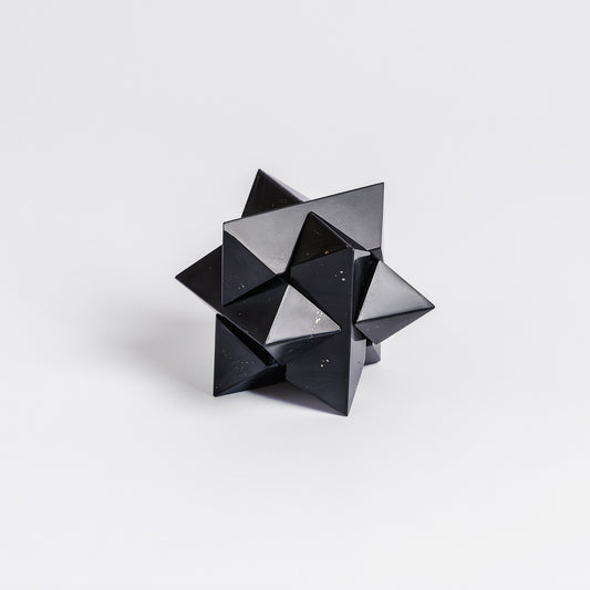 Handcrafted Burr Star | 3D Gemstone Puzzle | Black Onyx