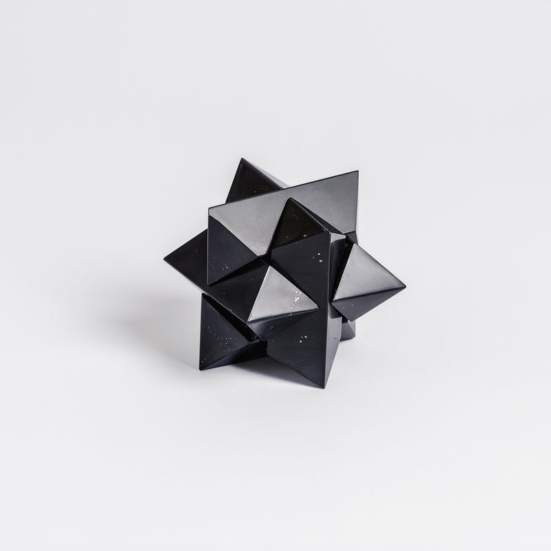 Handcrafted Burr Star | 3D Gemstone Puzzle | Black Onyx