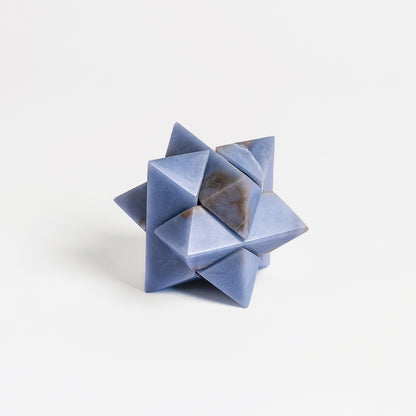 Handcrafted Burr Star | 3D Gemstone Puzzle | Angelite Blue