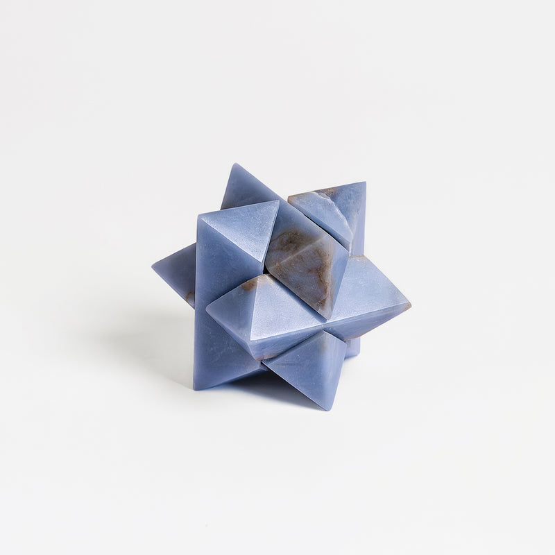 Handcrafted Burr Star | 3D Gemstone Puzzle | Angelite Blue