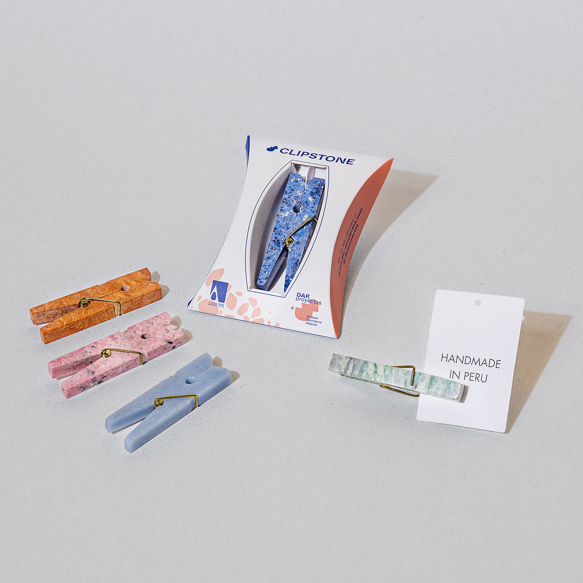 Colorful clothespins with packaging - entirely Handmade in Peru 