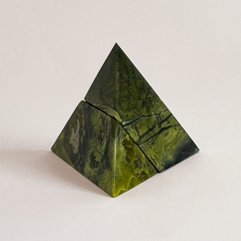 Hand-Carved Nefrite XL Super Pyramid | 3D Stone Puzzle