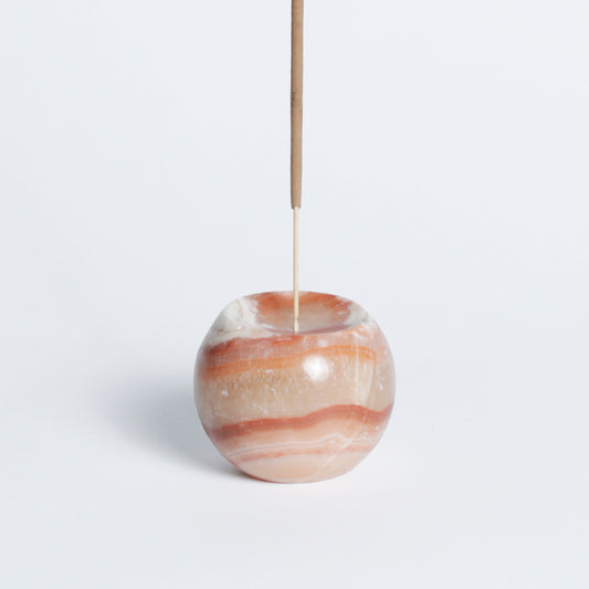 Gemstone sphere incense holder - Onyx Crema