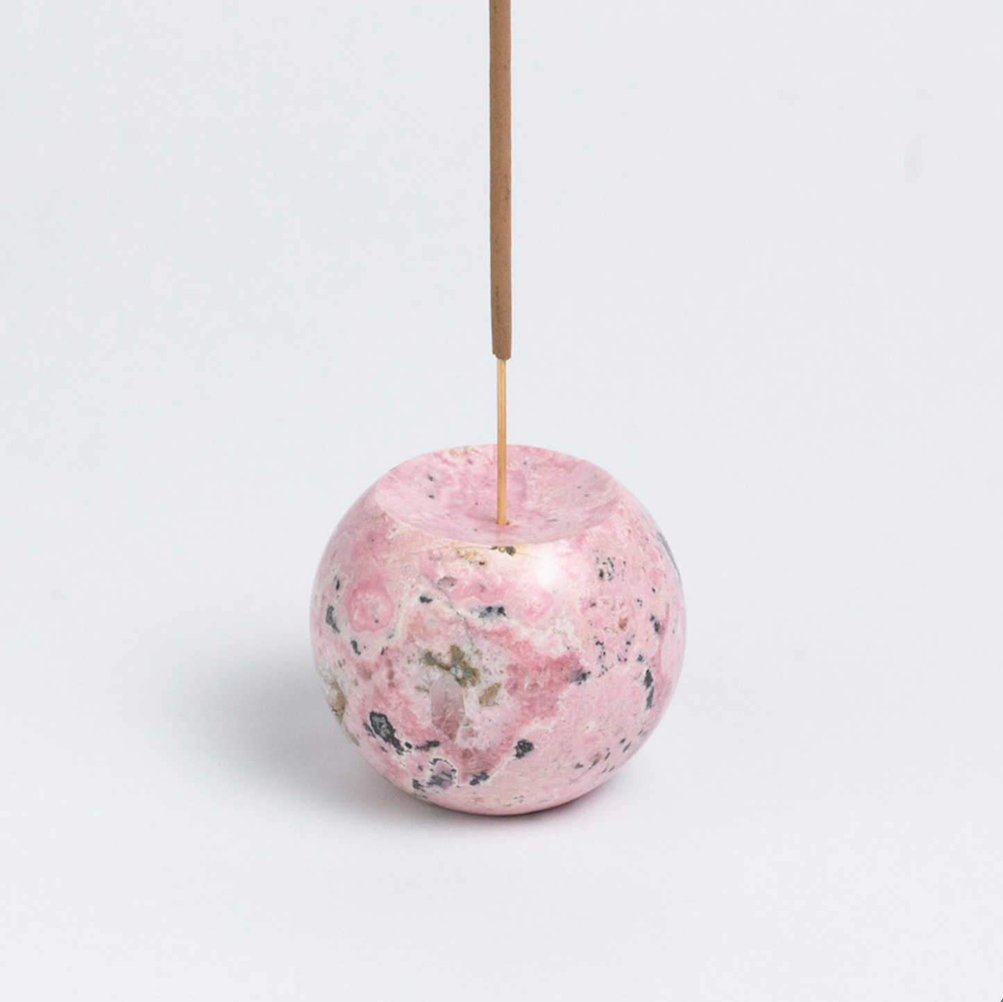 Gemstone sphere incense holder - Rhodonite pink