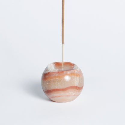 Gemstone sphere incense holder - Onyx Crema, made from authentic semi-precious gemstones