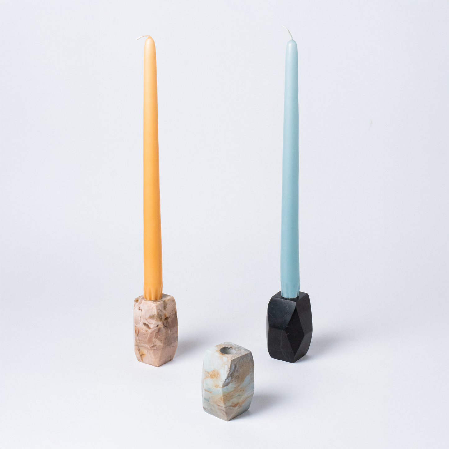 Gemstone faceted candelabra Black Onyx