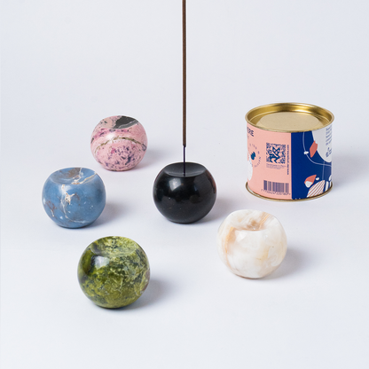 Gemstone sphere incense holder