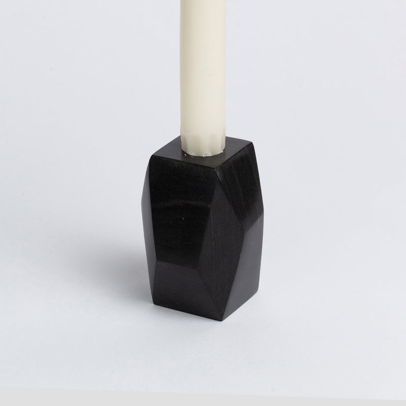 Handcrafted Gemstone Faceted Candelabra - Black Onyx