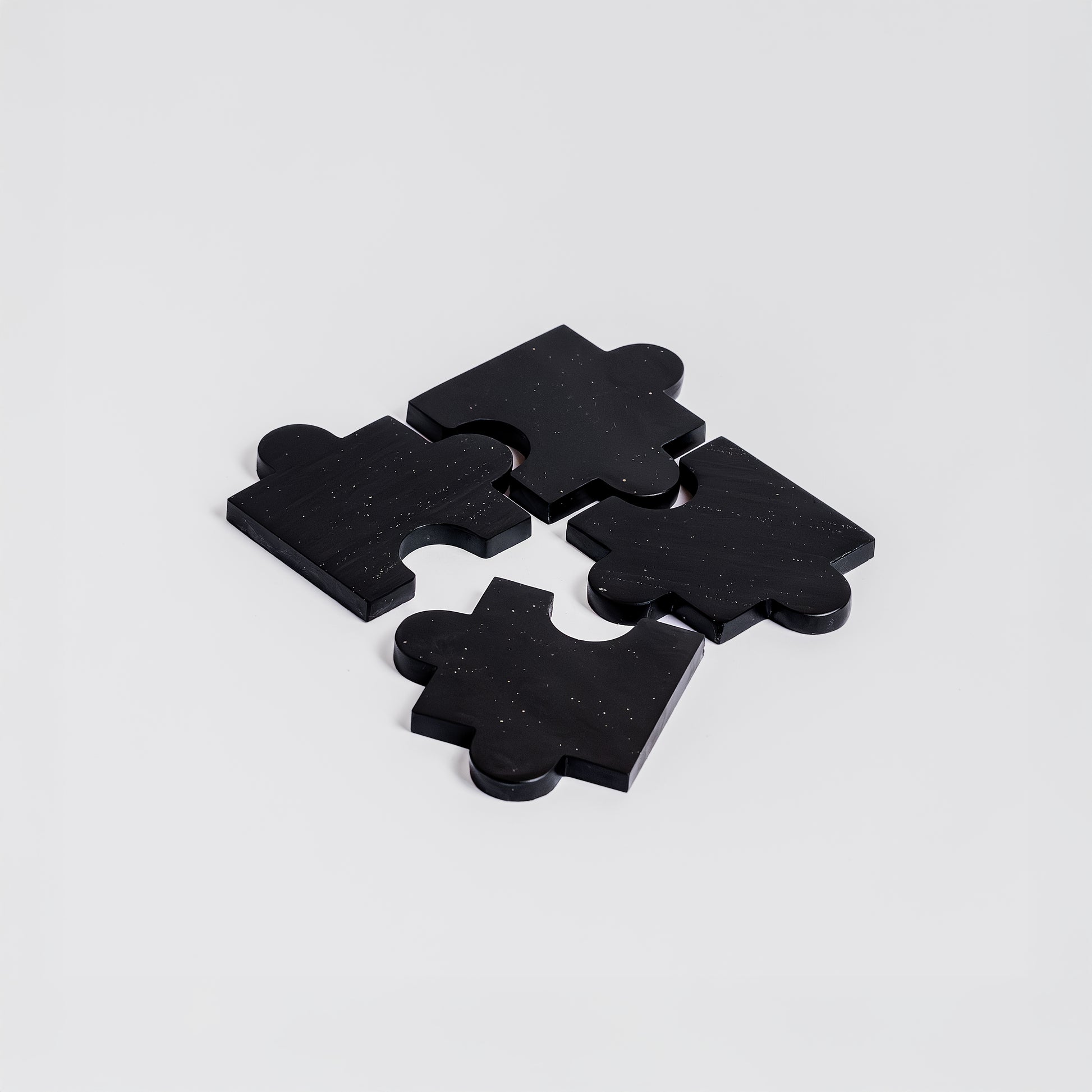 Gemstone puzzle coasters - set of 4 black onyx