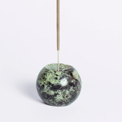 Gemstone sphere incense holder- Serpentine Green