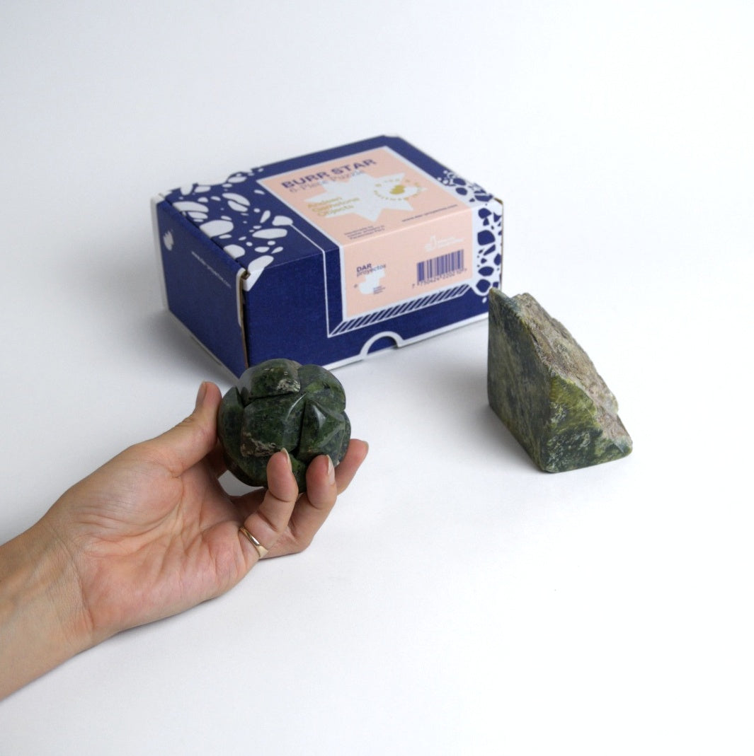 Handcrafted Kongming Sphere Burr Puzzle | Deep Green Nefrite