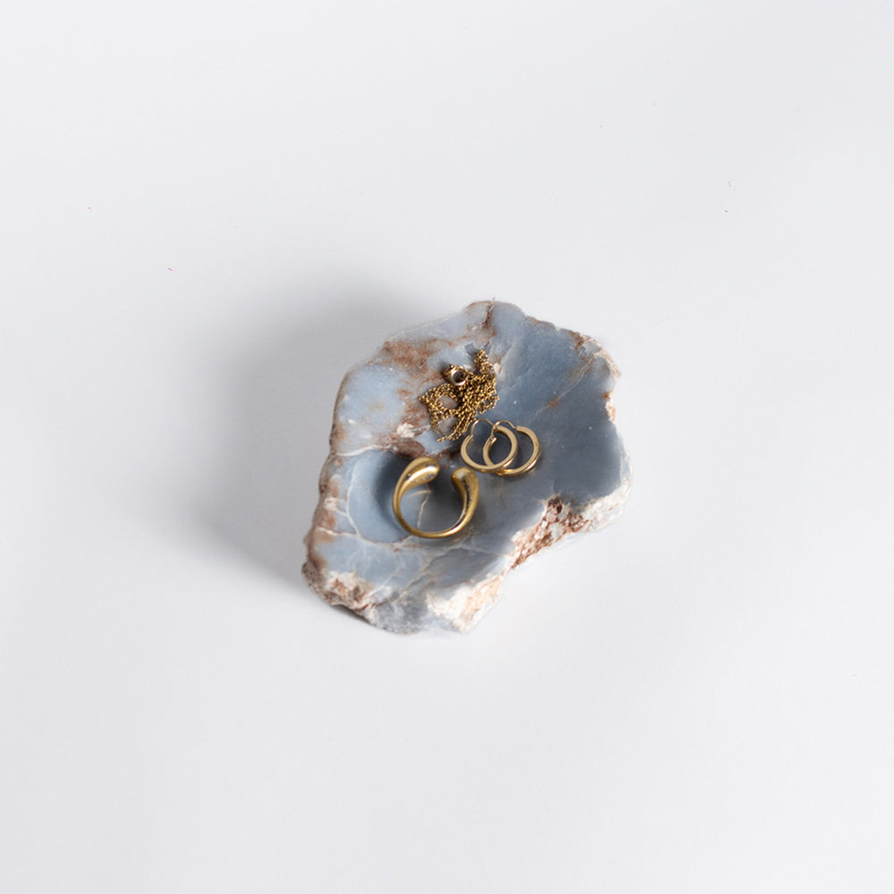 Organic gemstone catchall dish 4 angelite blue