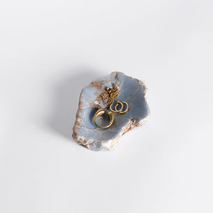 Organic gemstone catchall dish 4 angelite blue