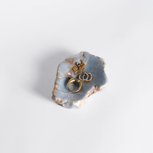 Organic gemstone catchall dish 4 angelite blue
