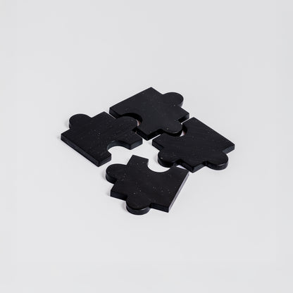 Gemstone puzzle coasters - set of 4 black onyx