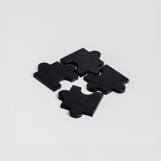 Gemstone puzzle coasters - set of 4 black onyx