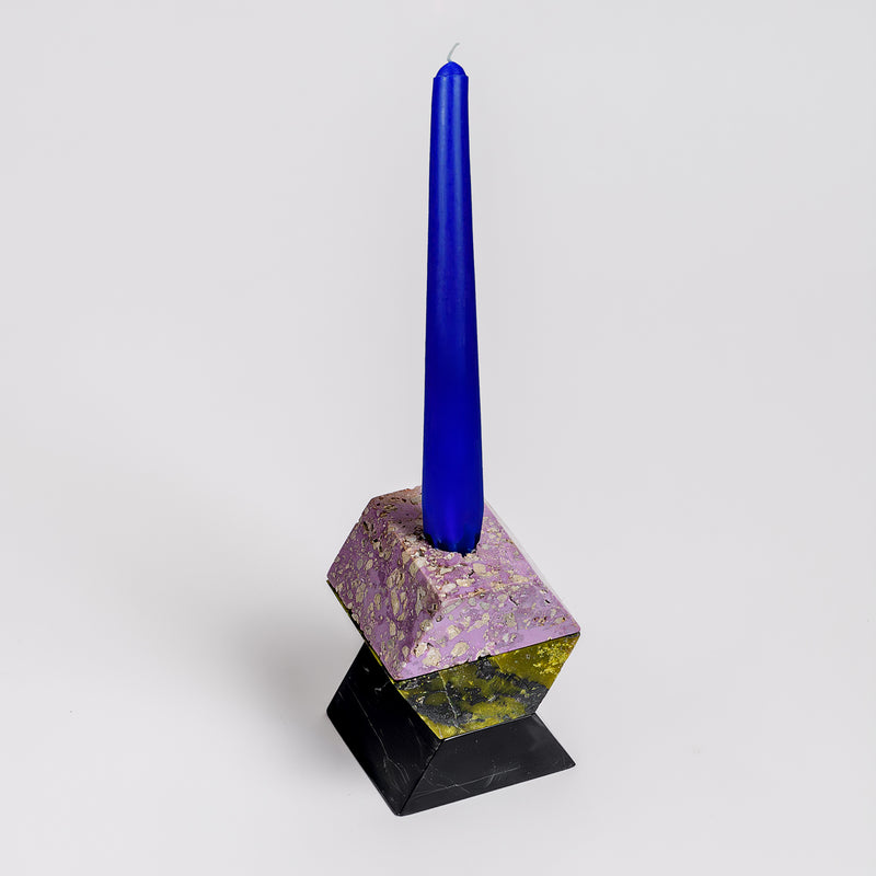 Triangle Gemstone puzzle  / 3piece candelabra - Lila Black