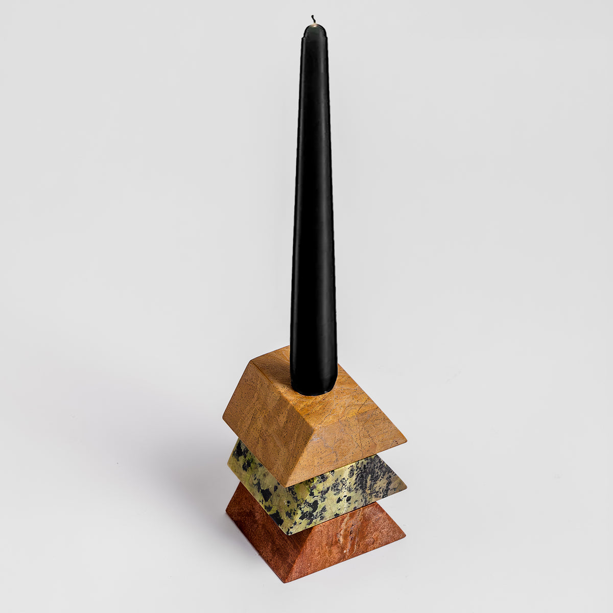 Triangle puzzle candelabra - Green Orange Cream