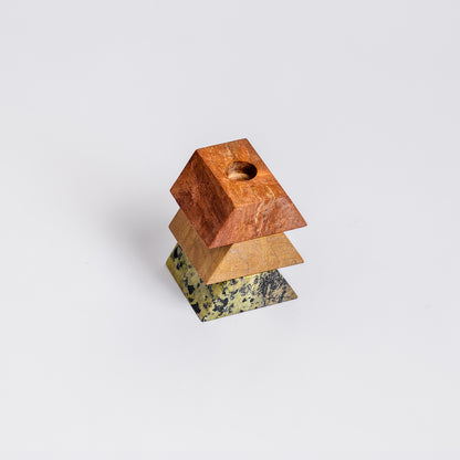 Triangle puzzle candelabra - Green Orange Cream