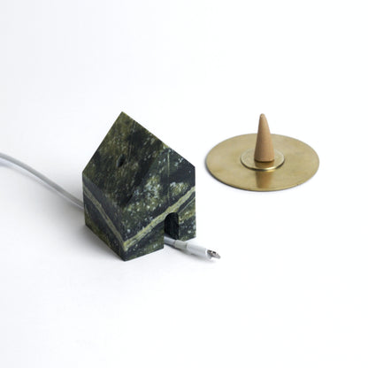 The Stone Casita | Sculptural Incense Burner & Cord Weight | Green Serpentine