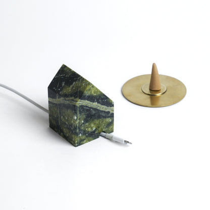 The Stone Casita | Sculptural Incense Burner & Cord Weight | Green Serpentine
